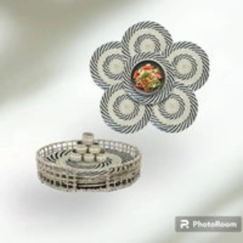 Set of 6 Seagrass Placemats With Serving Tray & Napkin Rings